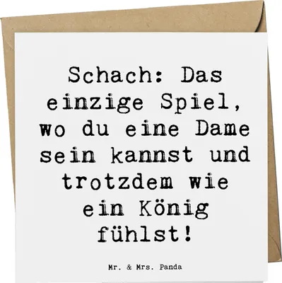 Produktbild von Mr. & Mrs. Panda doppelkarte Spruch Schach Dame und König - Weiß - Geschenk, Humor, Teamsport, Taktik, faltkarte, Klappkarte, Strategie, Sportler Geschenke, anlasskarte