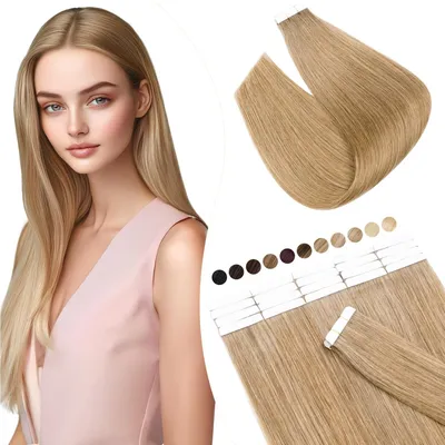 Immagine prodotto di 20 ciocche di extension in capelli umani veri, con applicazione a nastro, colore biondo #27