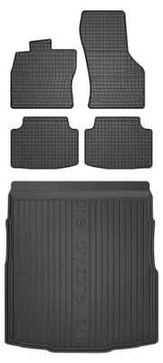 Productafbeelding van Rubberen automatten + kofferbakmat voor Volkswagen Passat B8 2015-2022 (sedan) – 5-delig, zwart, op maat – Wielganizator SolidPRO