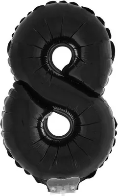 Produktbild von Zahlen Folienballon 41 cm mit Stab - Schwarz Zahl 8