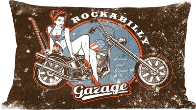 Produktbild von MuchoWow® Zierkissen Sofakissen Wohnzimmer Dekokissen 60x40 cm Mancave - Motor - Frauen - Retro - Kopfkissen - Polster mit Foto