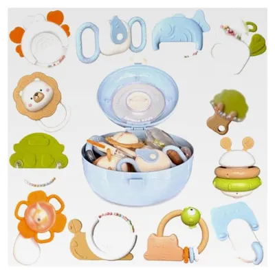 Produktbild von Beißring Rassel für Babys - Zahnungshilfe Spielzeug für 6 bis 12 Monate, Shaker Greifling, Montessori Sensorik Spielzeug, Geschenke für Neugeborene