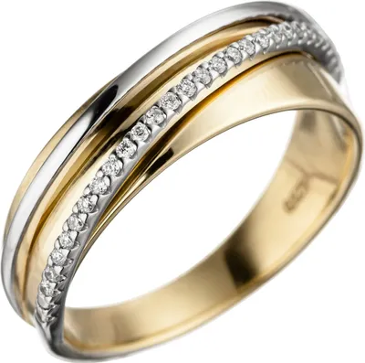 Produktbild von Ring 25 Diamanten Brillanten 585 Gold Gelbgold & Weißgold bicolor Innenumfang 52mm  Ø16.6mm
