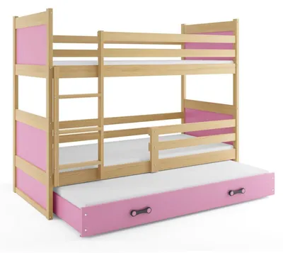 Produktbild von BMS Etagenbett für Kinder Rico Kiefer Rosa 3 Schlafplätze