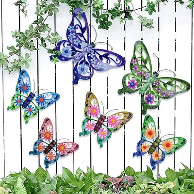 Produktbild von Metallschmetterlinge Wanddekoration 6 Stück, 35 cm und 22 cm, Gartendekoration