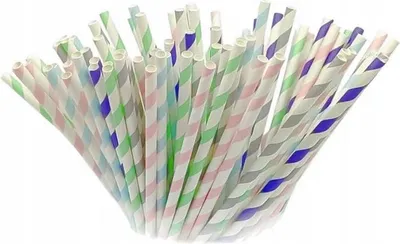 Produktbild von Pastell gestreifte Papierstrohhalme 100 Stück Tamipol