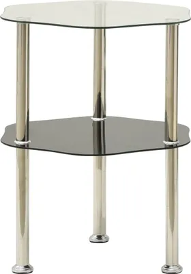 Obrázek produktu pro 2patrový stolek průhledný a černý 38 x 38 x 50 cm tvrzené sklo