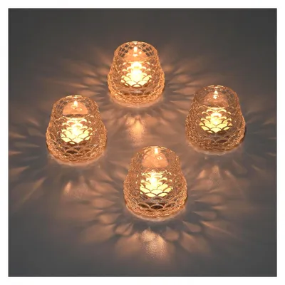 Produktbild von 4er Set Glas Teelichthalter, Klare Teelichtgläser für Tischdekoration, Kleine Teelichter aus Glas, Votivkerzenhalter für Weihnachten, Hochzeit und Heimdekoration
