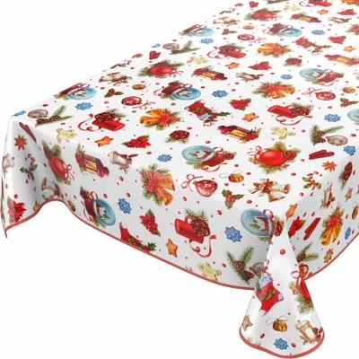 Produktbild von Tischdecke Wachstuch Weihnachten Rot Robust Wasserabweisend Breite 140 cm Länge 200 cm