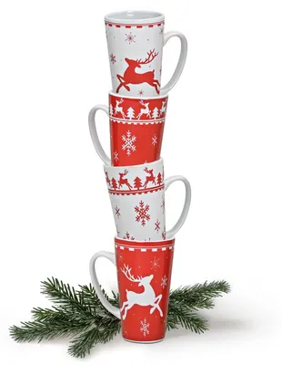 Produktbild von Grosse XXL Weihnachtstassen 4er Set Skandi Rentiere