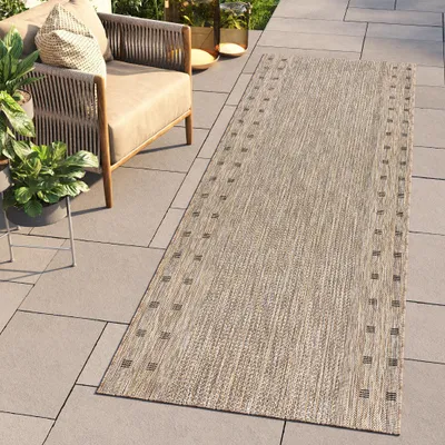 Produktbild von Tapiso Läufer MELISSA Outdoor Indoor Braun Balkon Terrasse 80 x 220