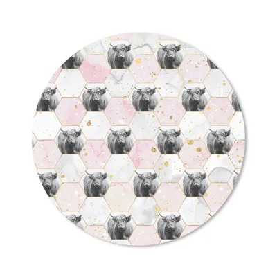 Produktbild von MuchoWow® Mauspad Mousepad Scottish Highlander - Marmor - Schwarz - Weiß 40x40 cm - Mousepads - Maus Mat - Pad - Mausunterlage - Schreibtisch Accessoires