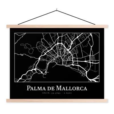 Produktbild von MuchoWow® Textilposter Karte - Stadtplan - Palma de Mallorca - Karte 120x90 cm mit holzfarbenen Rahmen - Magnetisch