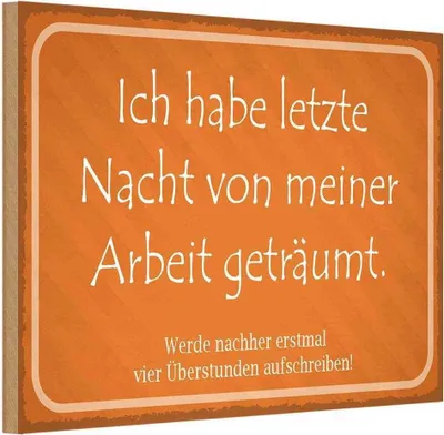 Produktbild von vianmo Holzschild 12x18 cm habe von meiner Arbeit geträumt Spruch Zitat