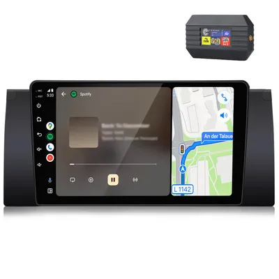 Image de Autoradio pour BMW Série 5 E39 : CarPlay, Android Auto, système multimédia, radio, GPS Android, Wi-Fi, Bluetooth, DAB+, RDS, SWC, 9 pouces, 2+64 Go