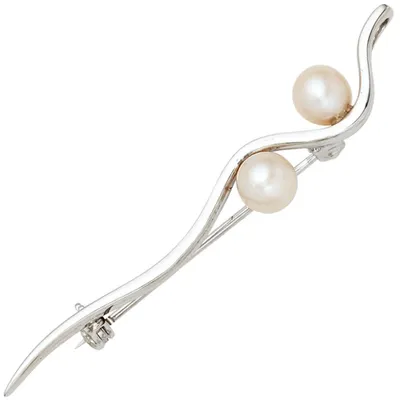Produktbild von Brosche Anstecker Perlenschmuck Perle 925 Silber Sterlingsilber Silberbrosche
