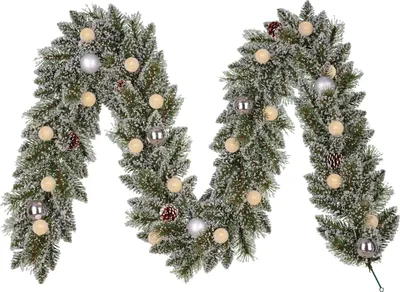 Produktbild von Black Box Trees Kaprun Girlande mit LED-Beleuchtung und Timerfunktion - L270 x Ø25 cm - Silber, Grün