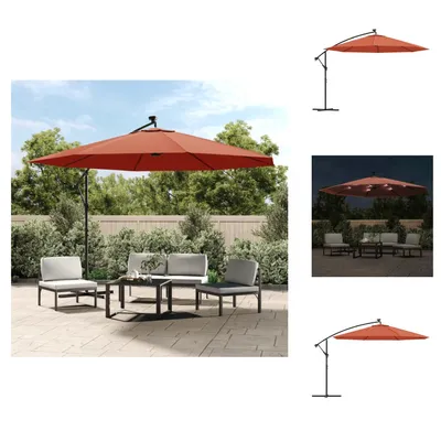 Image de vidaXL Parasol de jardin avec éclairage LED, couleur terracotta, diamètre 350 cm - Parasols et protections solaires