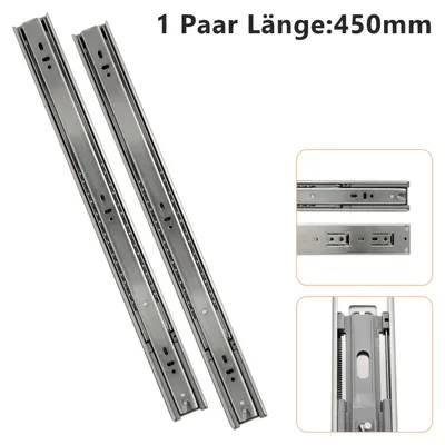 Produktbild von Eikuavons 4Paar Schubladenschienen Vollauszug, robuste Teleskopschienen mit automatischem Selbsteinzug, Soft-Close, 45 kg belastbar, für Küche Bad Büro Länge 450mm