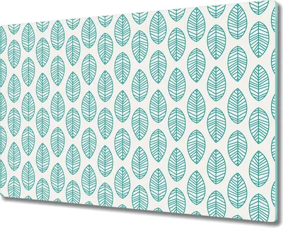 Produktbild von Glas-Herdabdeckplatte Glaskeramikfeldabdeckung Spritzschutz - 80x52 cm - Blätter blau & weiß