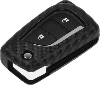 Produktbild von Auto Schlüssel Silikon Schutz Hülle im Carbon Look kompatibel mit Citroen C1 Peugeot 107 Toyota Aygo Auris Corolla Avensis Klappschlüssel