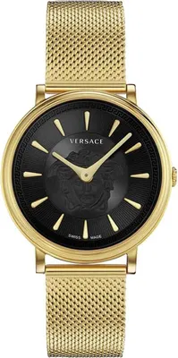 Produktbild von Versace V Circle Medusa Damenarmbanduhr gold schwarz