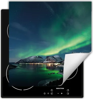 Produktbild von DarHaus Herdabdeckplatte 60x52 cm Anti Rutsch Matte Aufrollbar, Polarlicht