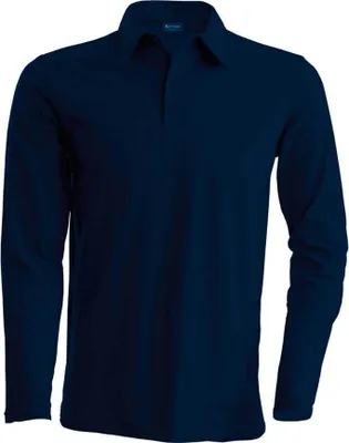 Produktbild von Kariban Herren Polo-Shirt Langarmshirt Poloshirt Langarm Polohemd, Größe:2XL, Farbe:Navy Blau