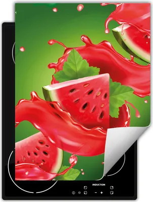 Produktbild von DarHaus Herdabdeckplatte Einteilig Küche Abdeckplatte für Glaskeramikfeld Abdeckung Induktionskochfeld Aufrollbare Matte 40x52 cm, grün - Wassermelone