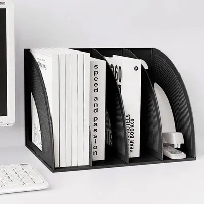 Productafbeelding van Unyqoos® Bureauorganizer met 3 compartimenten voor documenten en tijdschriften, kunststof, roze, 31,2 x 30,5 x 30,5 cm, compartimentbreedte ongeveer 80 mm