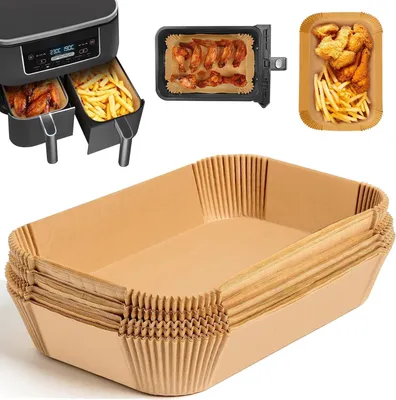Produktbild von 200pcs Airfryer Backpapier für Ninja Flex Drawer Dual Zone AF500EU 10,4L Heißluftfritteuse,Zubehör für Ninja Foodi AF500EU AF500EUCP Airfryer,Auch kompatibel mit Cecotec Dual 9000 9L