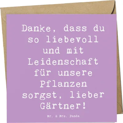 Produktbild von Mr. & Mrs. Panda Grußkarte Spruch Lieber Gärtner - Lavendeltraum - Geschenk, Gartenpflege, Wertschätzung, Pflanzen, Klappkarte, faltkarte, Glückwunschkarte, Bedanken