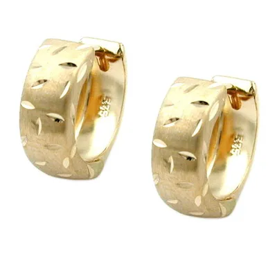 Obrázek produktu pro Kreolské náušnice 12x5mm s matným diamantem 9Kt ZLATO