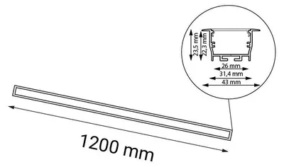 Zdjęcie produktu dla Biała lampa oprawa wpuszczana LED 24W 4000K 120 cm HIATE 1831 Antigo