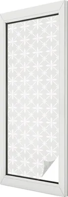 Obrázok produktu pre Vitrážová fólia na okno - 146x50 cm - vitrážový vzor - nepriehľadná dekoratívna fólia na ochranu súkromia - samolepiaca, UV ochrana - kvetinová symetria