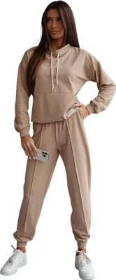 Produktbild von Damen Freizeitanzug Hausanzug Jogginganzug, Beige/S/36