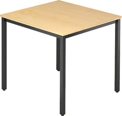 Produktbild von bümö Besprechungstisch Serie-D - Nachbildung Ahorn, Größe:  80x80 cm, tischfuss: Vierkantrohr schwarz