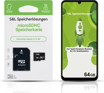 Produktbild von microSD Speicherkarte S&L für Samsung Galaxy A15 5G - Speicherkapazität: 64 GB