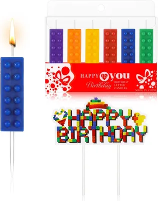 Productafbeelding van 6 stuks Bouwsteen Party Cake Kaarsen Nieuwigheid Baksteen Verjaardag Cake Toppers Bouwsteen Pick Verjaardagsbenodigdheden voor Bouwsteen Party Thema