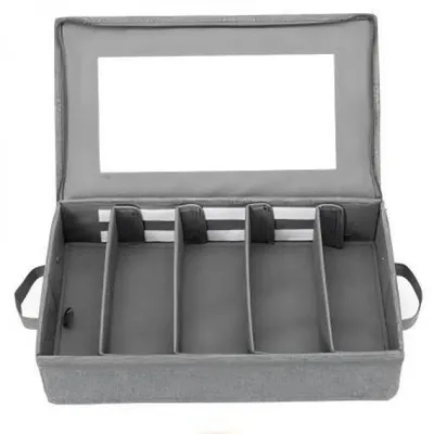 Produktbild von Lauwexe Silberbesteck-Box Mit Trennw?nden Grau 1 Stš¹ck, Polyester-Material Mit Harter Struktur, Fš¹r Kš¹chenorganisierung Und Reise