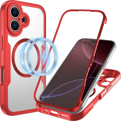 Immagine prodotto di Custodia MagSafe Ring Full Body a 360 gradi in acrilico/TPU per Apple iPhone 17, colore rosso