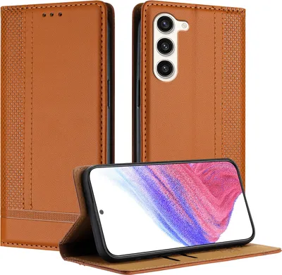 Image de Etui pour Samsung Galaxy S23 en cuir avec fonction stand Marron