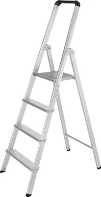 Produktbild von Stehleiter Gesamt-H.1,54m Alu.Stufenanzahl 4 einseitig begehbar Arbeits-H.3m