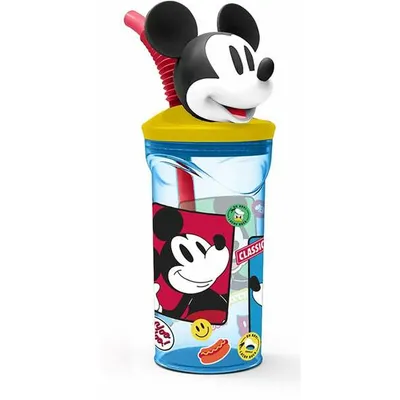 Produktbild von STOR Disney Mickey Mouse 3D-Kunststoffbecher für Kinder, BPA-frei, 360 ml, mit 3D-Mickey-Kopf und integriertem Strohhalm, wiederverwendbar und leicht zu waschen