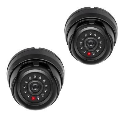 Produktbild von kwmobile 2x Dummy Kamera für Deckenunterbau - mit LED Licht - Dome Überwachungskamera Attrappe - täuschend echte Fake Security Camera in Schwarz