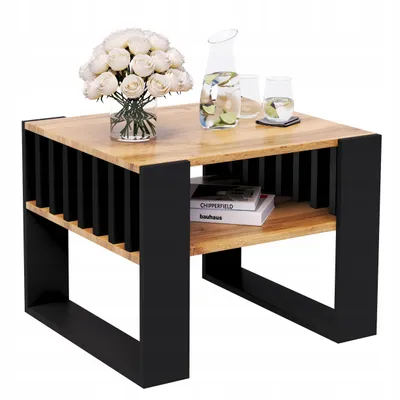 Produktbild von Couchtisch Mit Lamellen 55x55 WOTAN/Schwarz Loft