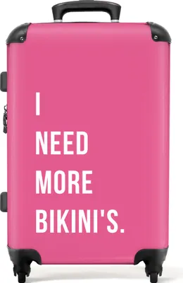 Produktbild von NoBoringSuitcases.com® Großer Koffer - Zitat - Pink - Ich brauche mehr Bikinis - Kombinationsschloss TSA - Hartschalen Trolley 4 Rollen - 72 liter - Reisekoffer - 66 cmKoffer Mittelgroß 67x43x25 cm, 72L,