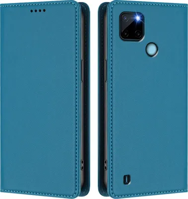 Immagine prodotto di Custodia in pelle per Realme C21Y, custodia flip magnetica in Finto cuoio con supporto Lake blu