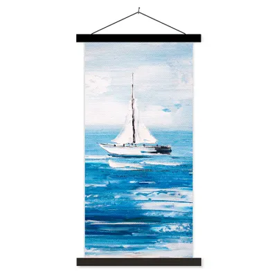 Produktbild von MuchoWow® Textilposter Malerei - Ölfarbe - Boot - Wasser 40x80 cm mit schwarzem Rahmen - Wandemalerei
