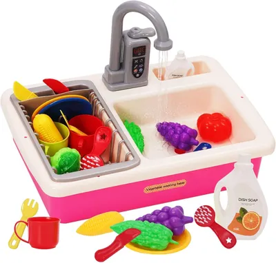 Produktbild von Kinderspüle 3 bis 6 Jahre, rosa, mit fließendem Wasser, Rollenspiel